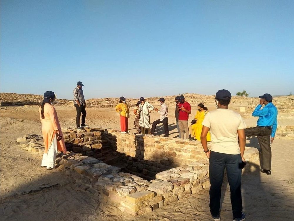 Visitors at the Dholavira archaeological site